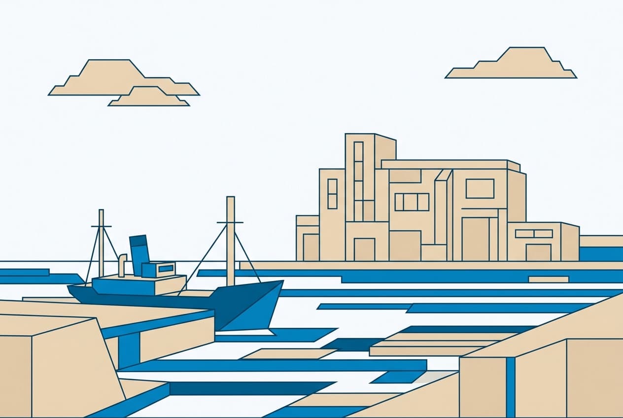 Port, bâtiment, bateau, eau, ciel